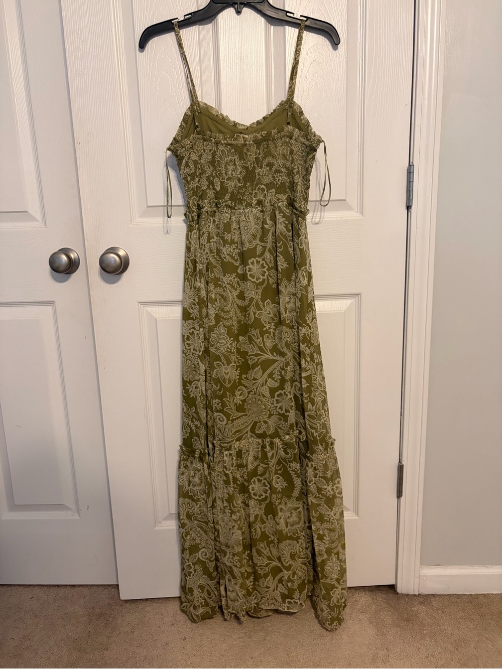 Patrons of Peace Olive Paisley Maxi Dress with Spaghetti Straps - Picture 2 of 3